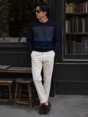Tiger of Sweden Matias STR Men’s 100% Wool Colourblock Crewneck Sweater S Luxury